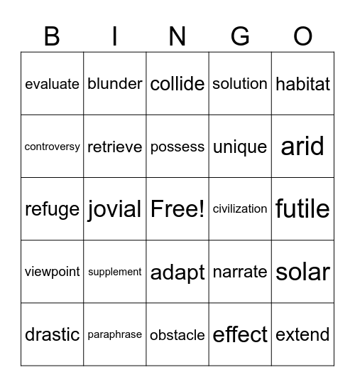 Untitled Bingo Card
