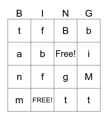 Fundations Bingo Card