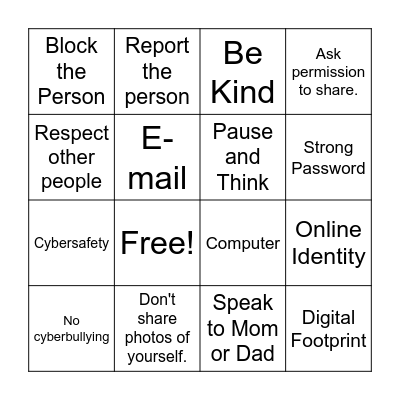 Digital Citizenship Bingo Card