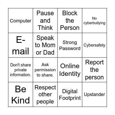 Digital Citizenship Bingo Card