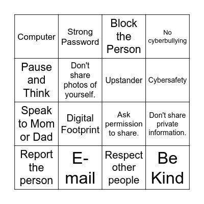 Digital Citizenship Bingo Card