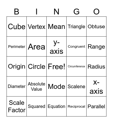 Math 7 Review Bingo Card