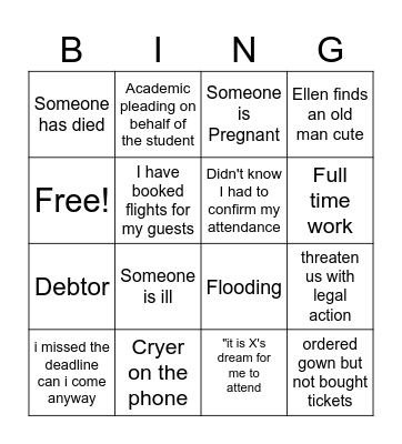 Graduation Bingo Card