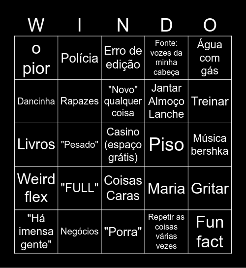 WINDOH BINGOH Bingo Card