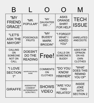 Bloom Bingo Card