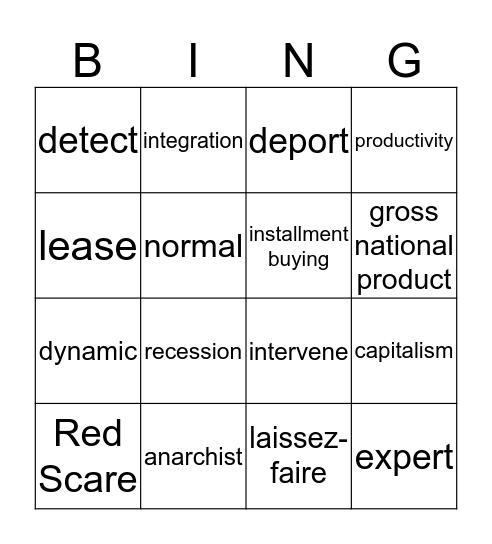 The Roaring 20s Bingo Card
