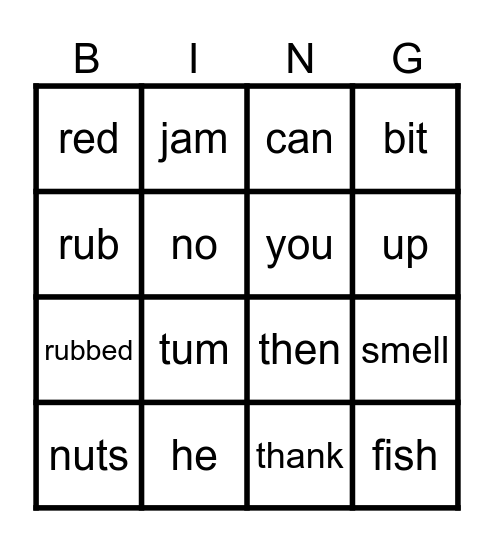 Green Storybook 9 - Pip's pizza Bingo Card