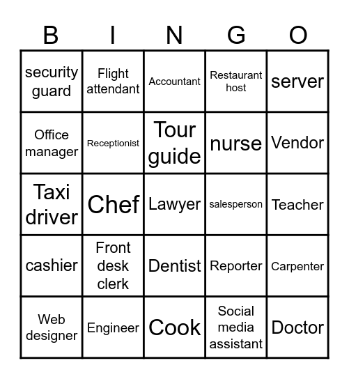 JOBS Bingo Card