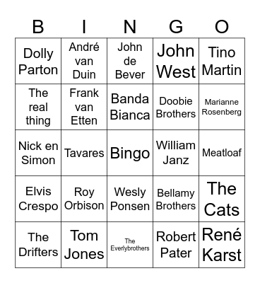 Muziekronde Bingo Card
