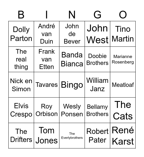 Muziekronde Bingo Card