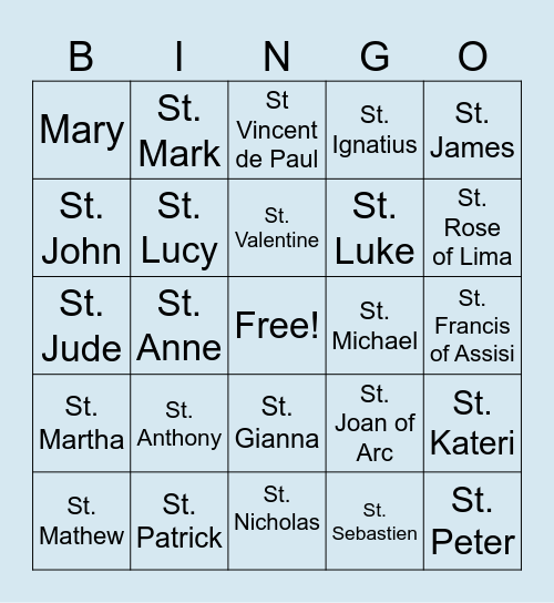 Saints Bingo Card