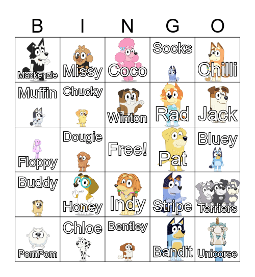 Bluey Bingo Card