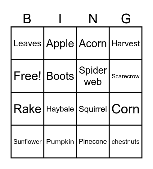 HARVEST FEST Bingo Card