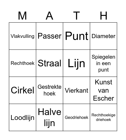 Vlakke figuren Bingo Card