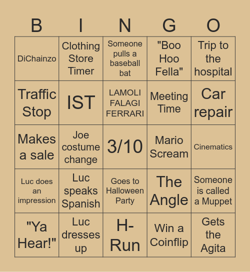 Zetark's Halloween Bingo Card