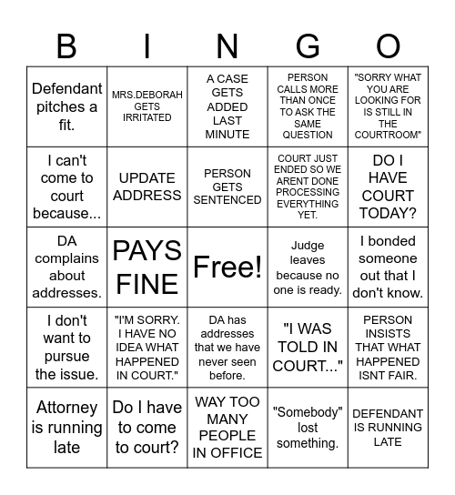 Court Bingo Card