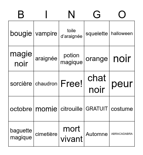 Bingo halloween Bingo Card