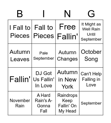 Autumn Bingo Card