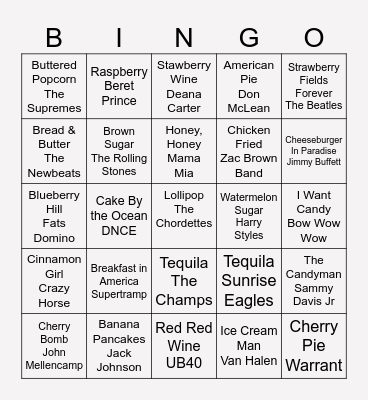 Food & Beverage Bingo Card