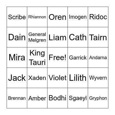 Fourth Wing Bingo Card