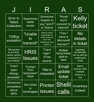 Tech Support Bingo Card