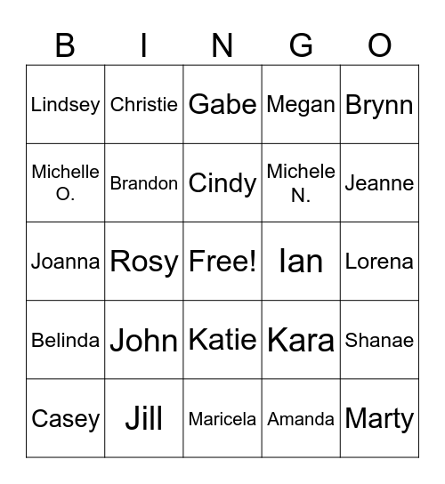 Maricela's Baby Shower Bingo Card