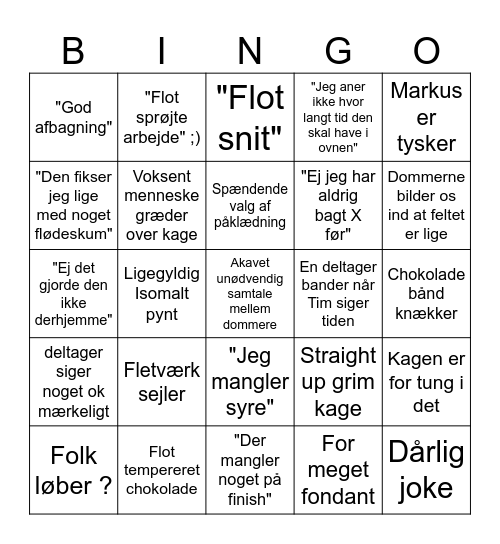 Bagedyst bingo Card