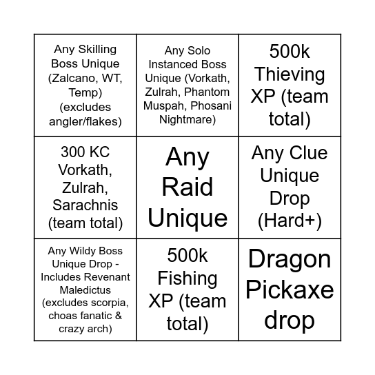 UNITY Bingo Card