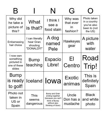 Slideshow Bump Bingo Card