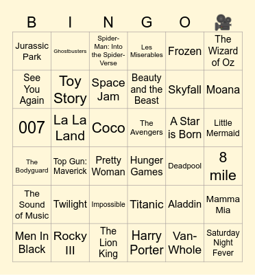 Movie Bingo Card