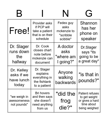 Capstone Bingo Card