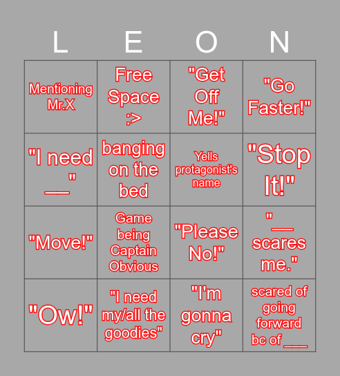 Fritz RE2 Bingo Card