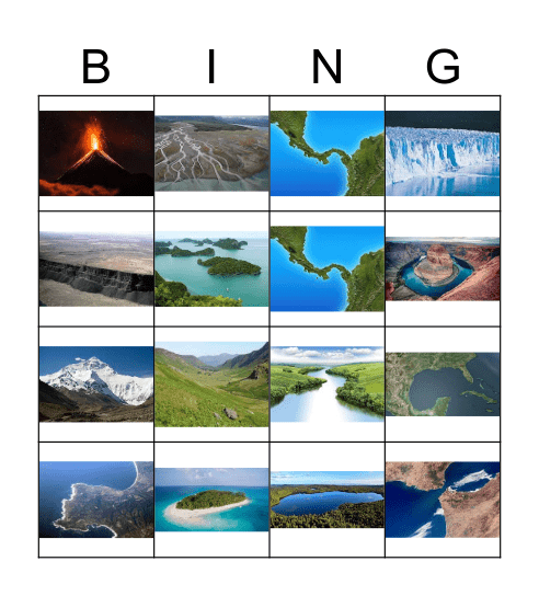 Physical Features Bingo Card