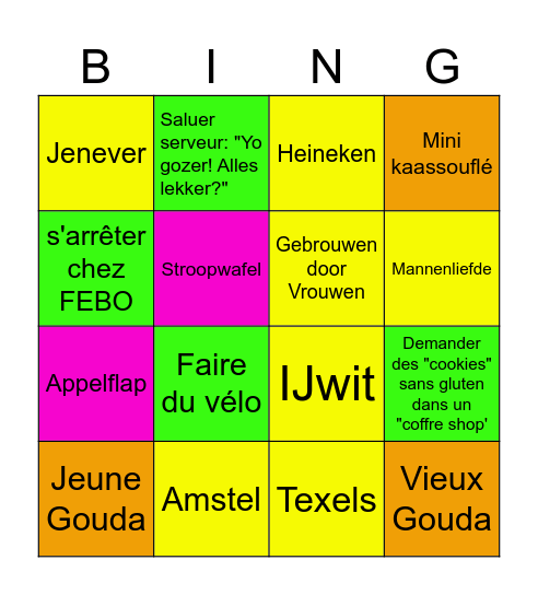 De la canelle et des bières Bingo Card