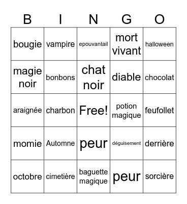 Halloween Bingo Card