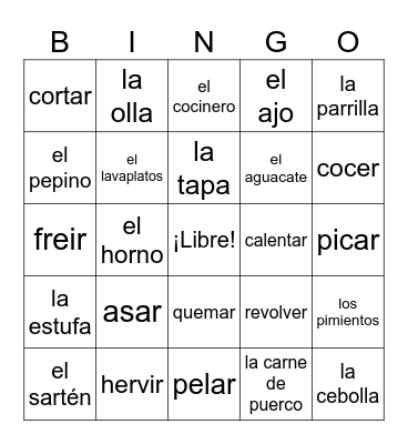 Lotería - E3 En la Cocina Bingo Card