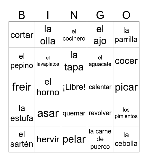 Lotería - E3 En la Cocina Bingo Card