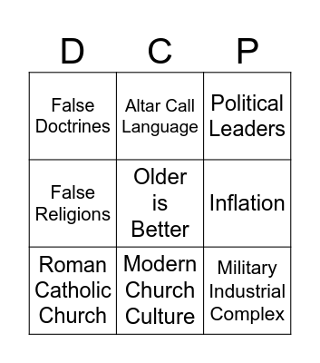 Sermon Diatribes Bingo Card