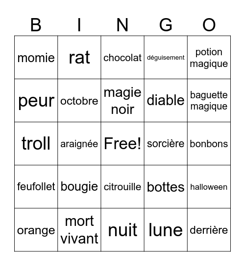 Halloween Bingo Card