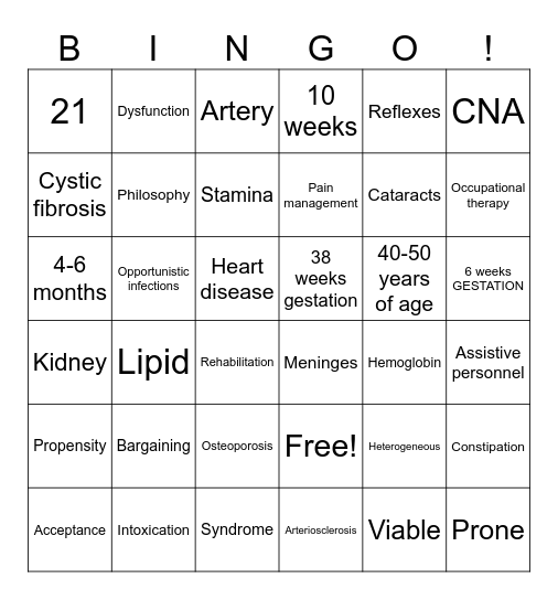 Chapter 14 Bingo Card