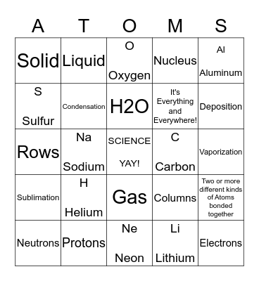 Science Bingo! Bingo Card