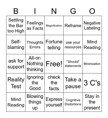 Thought Errors Bingo Card