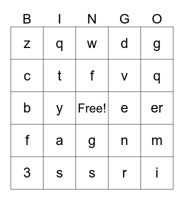 Baby Animal Bingo Card