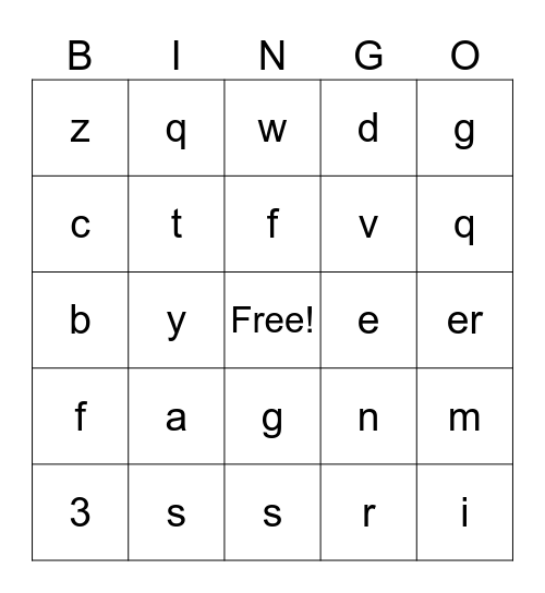 Baby Animal Bingo Card