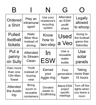 ESW Bingo Card