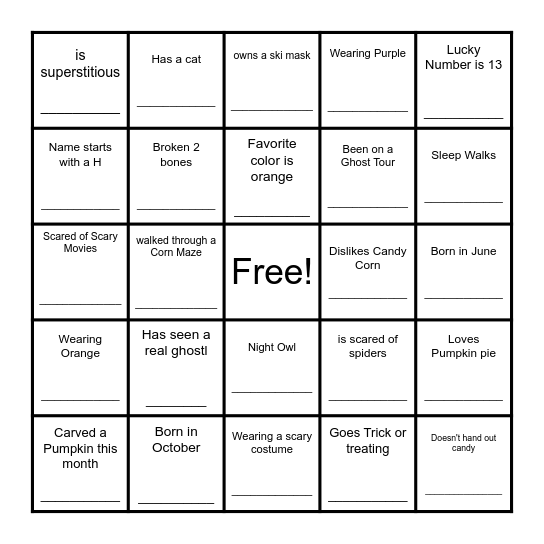 FIND THE GUEST BINGO Card