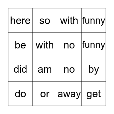 Popcorn Words Bingo Card