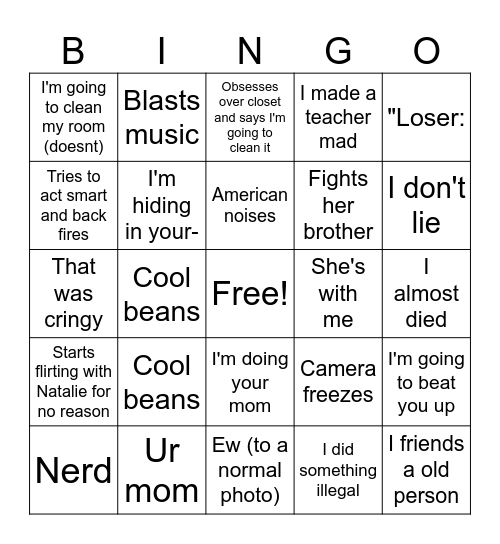 Abby bingo Card