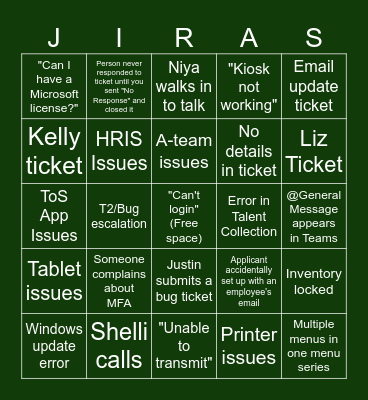 Tech Support Bingo Card
