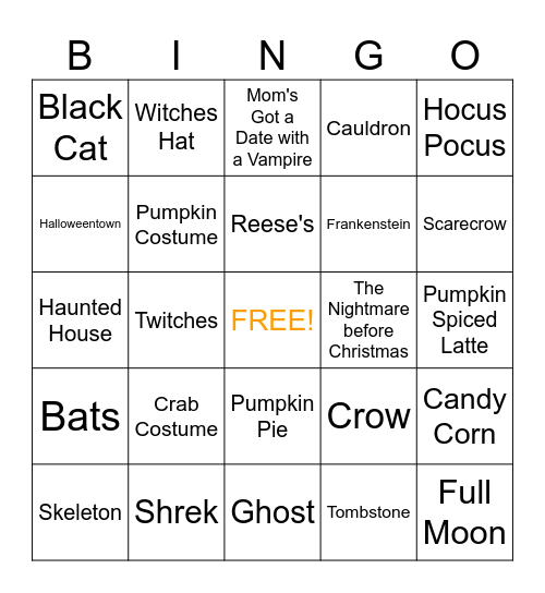 Halloween Slate Bingo! Bingo Card